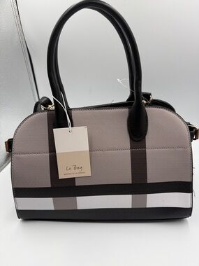 Le Bag Gray & Black Structured Dome Satchel